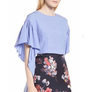 Lewit Womens Purple Jacquard Ruffle Flutter Sleeves Crop Top Sz Small (1) $279